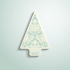 paper Christmas tree with damask pattern