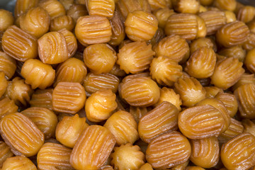 Dough pastry deep fried dipped in syrup. Named in Turkish as 