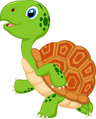 Obraz premium Cute turtle cartoon running