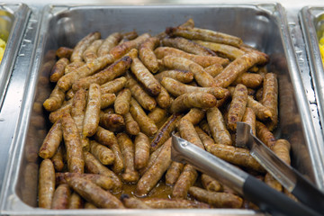 Sausages in food store