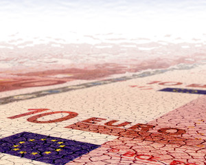 Spröder, rissiger Wüstenboden, 10 Euro Schein Projektion