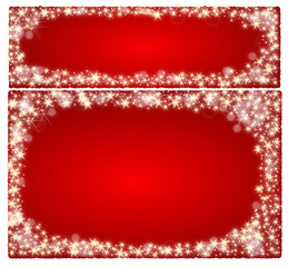 Frame christmas card on a red background with stars