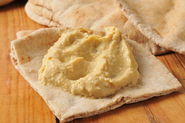 Garlic hummus on pita