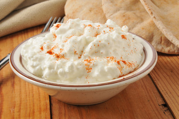 Cottage cheese and pita bread