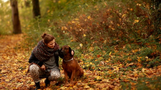 Fun with dog in park