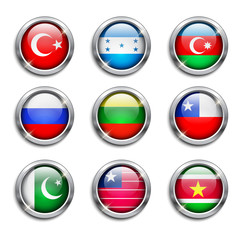 World flags round buttons