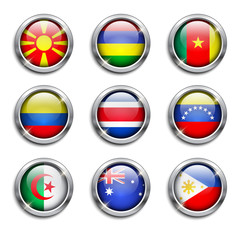 World flags round buttons