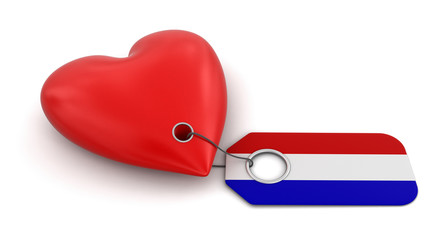 Heart with Netherlands flag (clipping path included)