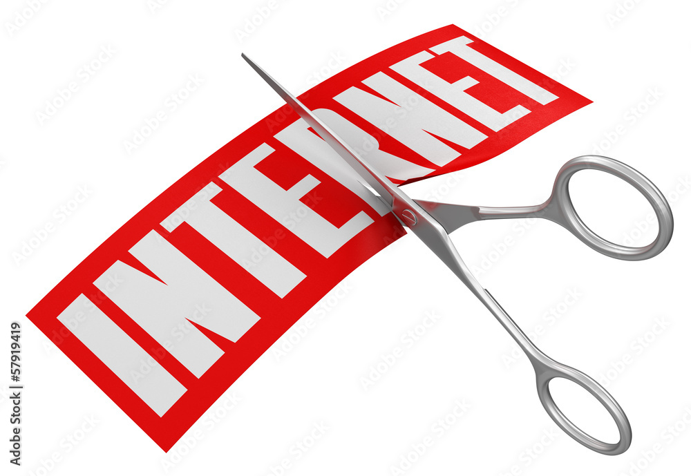 Poster scissors and internet (clipping path included)