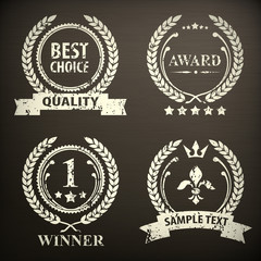 Laurel wreath emblem, isolated on black, vector illustration