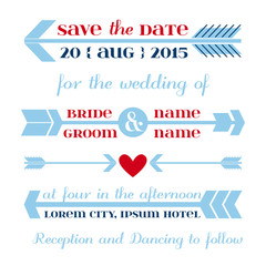 Wedding Invitation Card - Arrow and Heart Theme - in vector