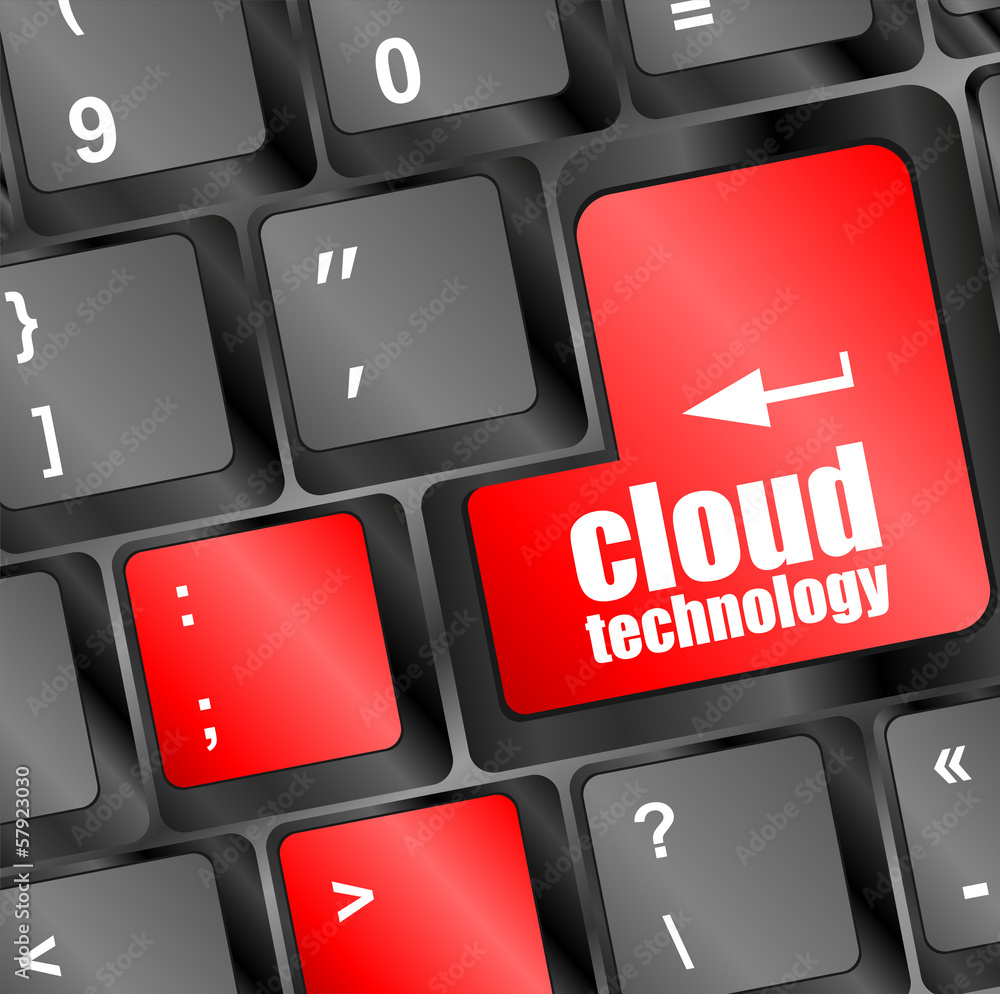Poster connect to cloud concept on button of the keyboard key
