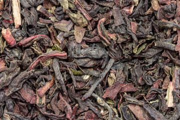 Dried tea leaves, macro