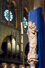 The Statue of Virgin and Child inside Notre-Dame de Paris