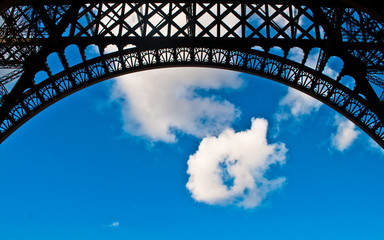 Eiffel tower arch with sky
