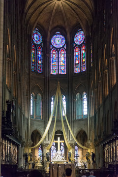 High Altar Inside Notre Dame De Paris Cathedral, France