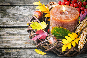 Autumn wreath with candle