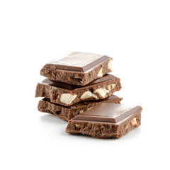 Closeup detail of chocolate with almods parts
