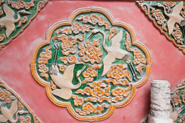 tiled wall decoration in Forbidden City, Beijing, China