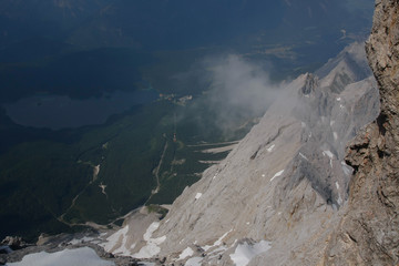 Rocky mountains covered with lake