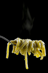 Spaghetti on fork