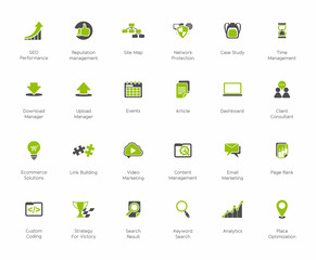SEO and Development icon set2, green and dark series