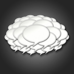 3d Chat Bubbles Storm Cloud on Black Background