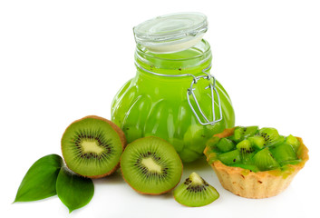 Tasty kiwi jam isolated on white