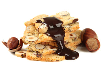 Biscotti with  nuts, isolated on white