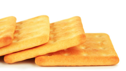 Delicious crackers isolated on white