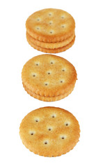 Delicious crackers isolated on white