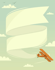 Biplane with banner. Vector illustration. © laralova