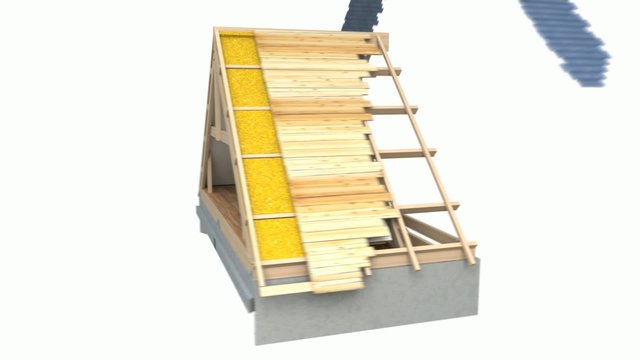 Footage showing stages and materials in roof construction