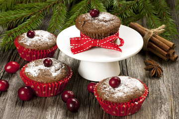 Tasty muffins on a white plate