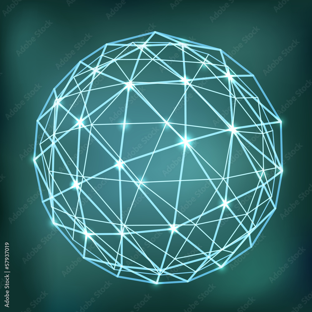 Aufkleber abstract geometric sphere composition with glowing points