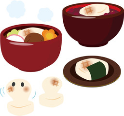 餅が入ったお雑煮とぜんざい