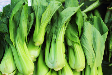 Obraz premium Green cabbage in the market.