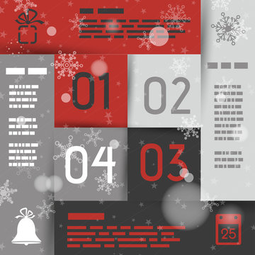 red and grey christmas infographic square with icons