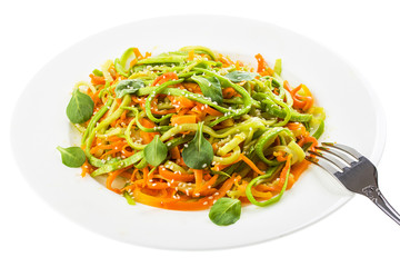 plate with mixed salad isolated on white