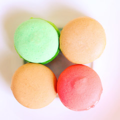 Tasty colorful macaroons with retro filter effect