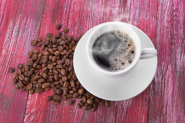 coffee cup and beans