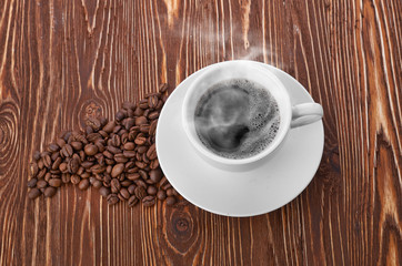 coffee cup and beans