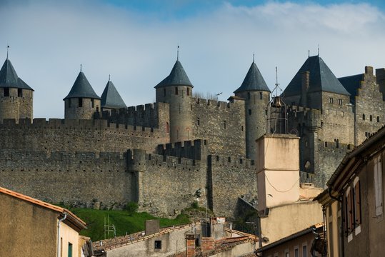Medieval Carcassone town view, France