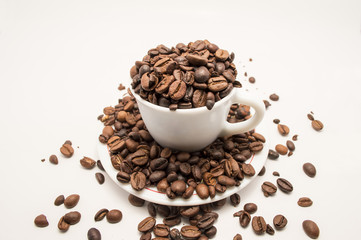 Cup of coffee beans