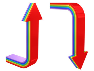 Set of colorful upload and download arrows on white