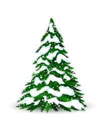 Christmas tree in winter, vector card for design - 57943686