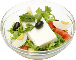 Fresh green salad with potatoes and cheese