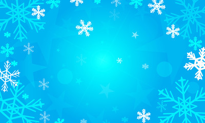 Christmas blue background with snowflakes