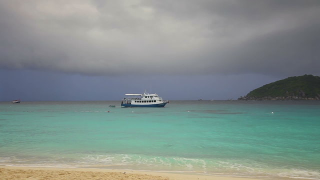 Divers ship ancored. Similan Islands, Thailand.