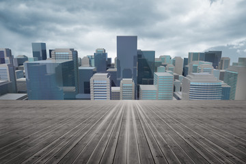 Cityscape under cloudy sky